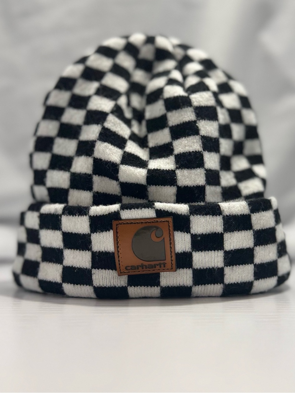 Carhartt Checkerboard Knit Beanie in Black and White
